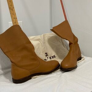 Trask pebble leather mid calf boots.